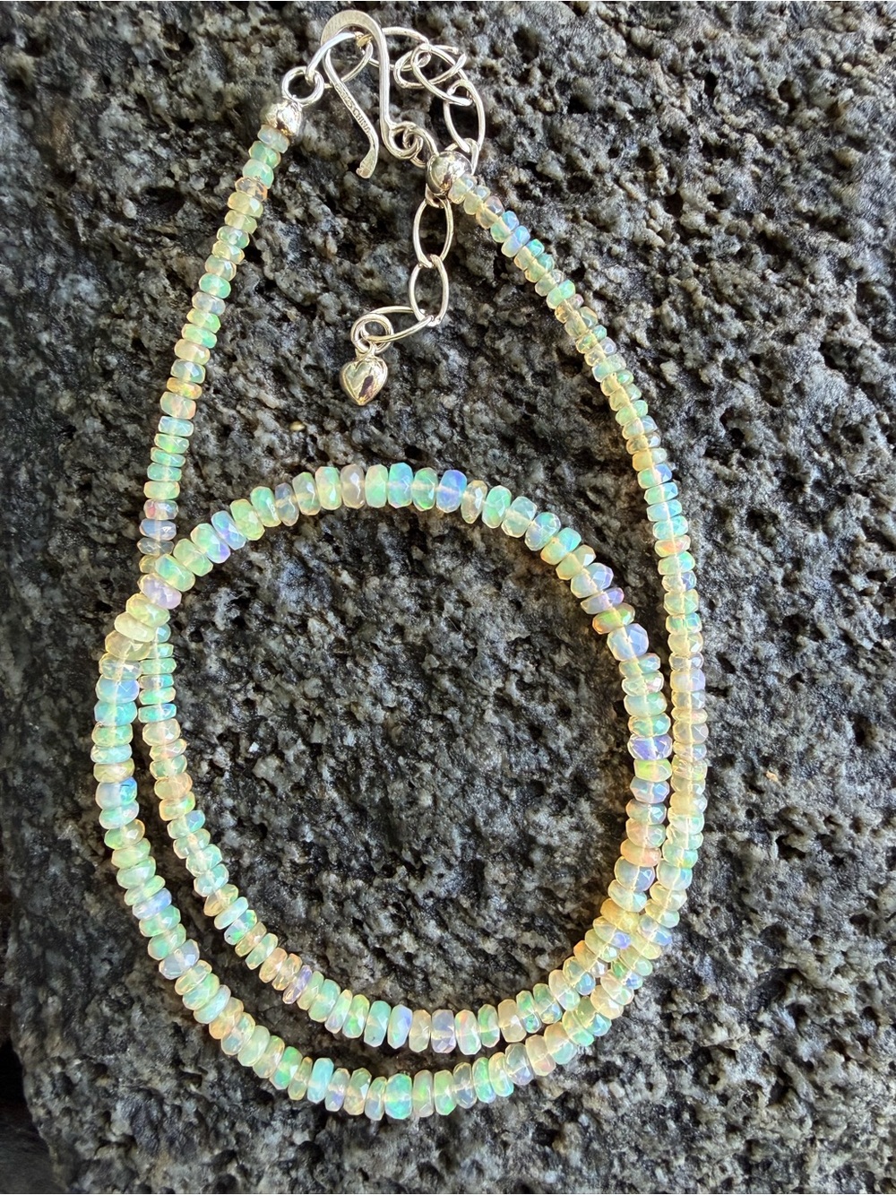 New Jay King Desert Rose Ethiopian Opal Faceted Rondelle Opals Sterling Silver
